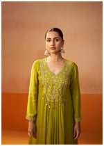 Izza Olive Green Embroidered Kurta Set with Dupatta