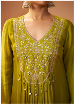 Izza Olive Green Embroidered Kurta Set with Dupatta