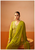 Izza Olive Green Embroidered Kurta Set with Dupatta