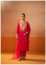 Begum Pink Embroidered Kurta Set with Dupatta
