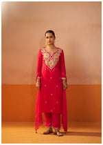 Begum Pink Embroidered Kurta Set with Dupatta