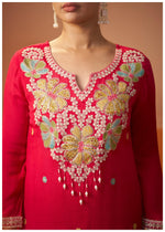 Begum Pink Embroidered Kurta Set with Dupatta