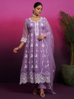 Amara Lavender Chiffon Anarkali Set with Dupatta