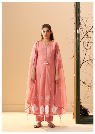 Ruhaani Blush Pink Silk Kurta Set with Dupatta