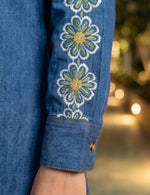 Inaaya Indigo Embroidered Cotton Denim Co-ord Set