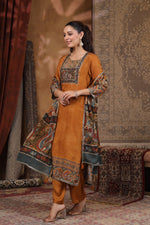 Riva Rust Muslin Kurta Set With Dupatta