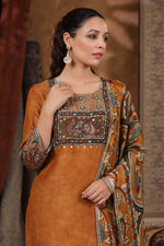 Riva Rust Muslin Kurta Set With Dupatta