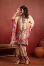 Avyanna Beige Muslin Silk Kaftan Set