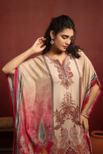 Avyanna Beige Muslin Silk Kaftan Set