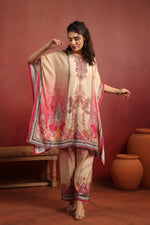 Avyanna Beige Muslin Silk Kaftan Set