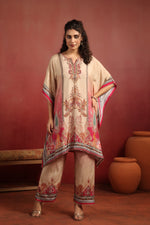 Avyanna Beige Muslin Silk Kaftan Set