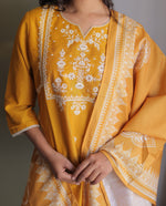 Meera Yellow Embellished Flower Kurta Set with Dupatta
